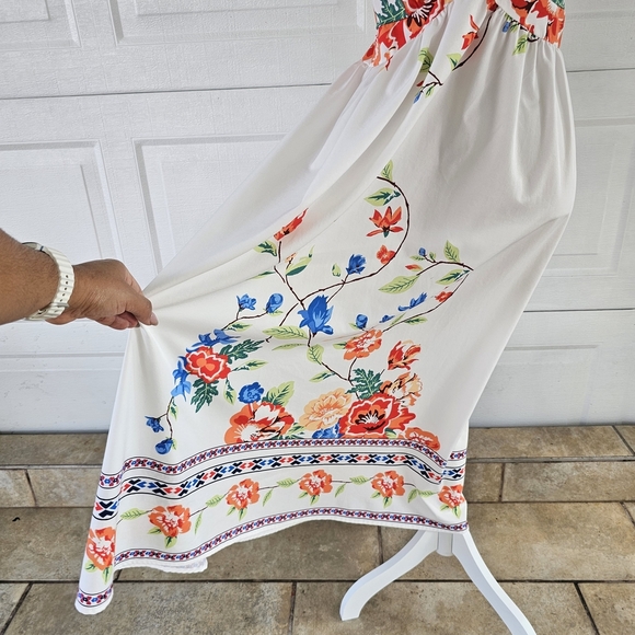 Shein Curve Woman Floral Maxi Dress Boho Summer Beach Backless Strappy Sundress - Picture 5 of 16